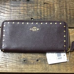 Brown leather coach wallet NWT
